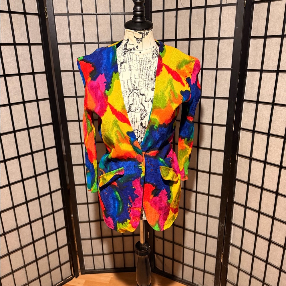 vintage Ali Miles bright and colorful art-to-wear lightweight Vibrant Multicolor